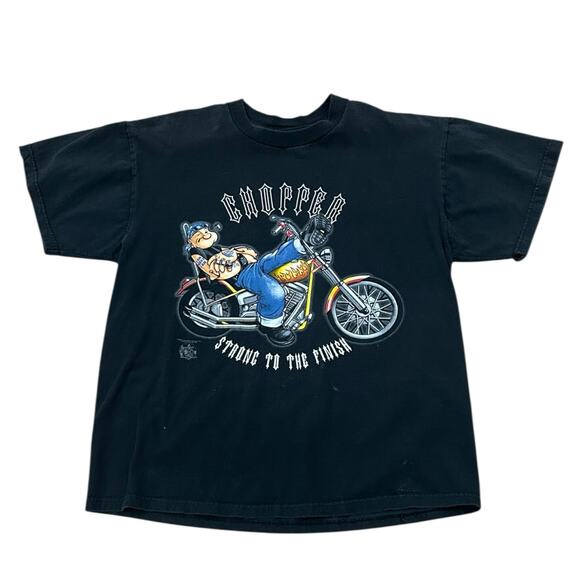 Vintage Y2K 2003 Popeye Chopper Motorcycle T-Shirt Biker Tee / Men’s Large - - Picture 2 of 4